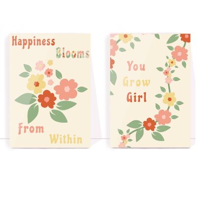 You grow girl & happiness blooms print duo   A4