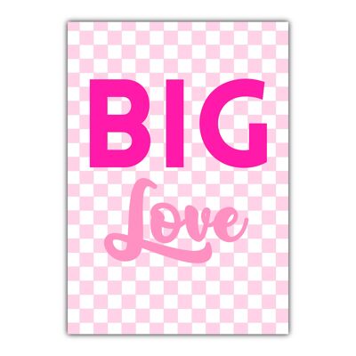 Big love pink print |Black checks A5