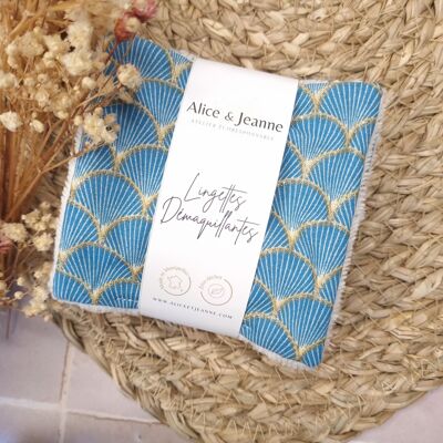Washable makeup remover wipes Mermaid blue x5