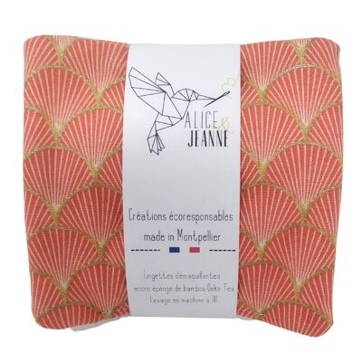 Lingettes démaquillantes lavables Mermaid corail x5