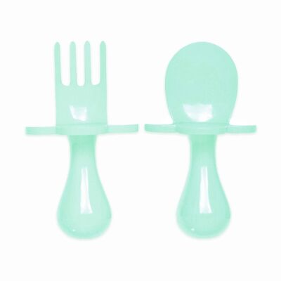 Ergonomic learning cutlery set to facilitate self-feeding - MINT GREEN
