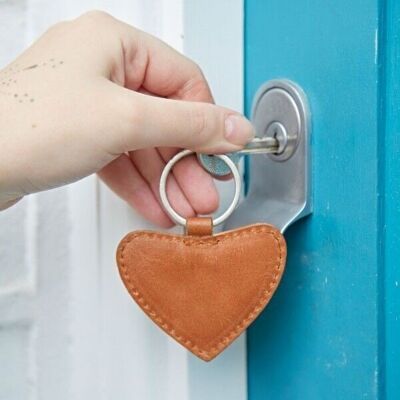 Porte-clés coeur en cuir