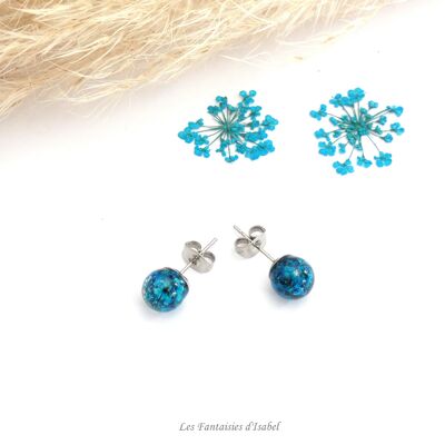 Puces d'oreilles dentelle de la reine turquoise