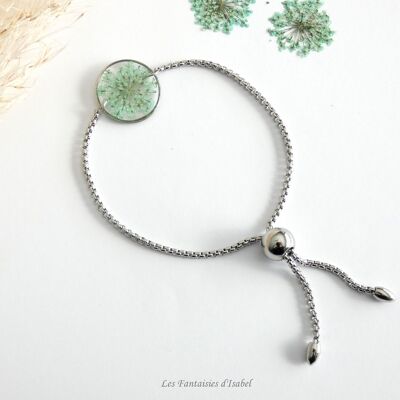 Bracelet rond dentelle de la reine vert d'eau