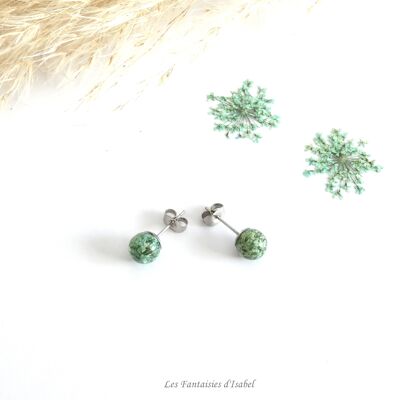 Puces d'oreilles dentelle de la reine vert deau