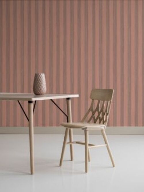 Linen Wallcovering, Stripe, Rusty rose