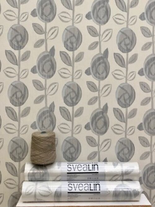 Linen Wallcovering, Rose, Silver grey