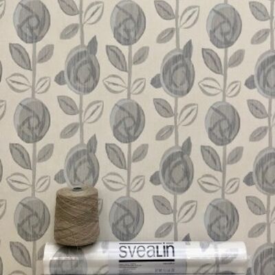 Linen Wallcovering, Rose, Silver grey