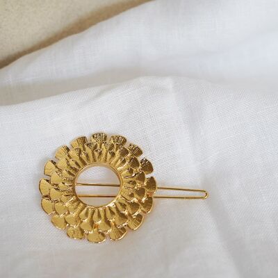 Guillemette-Haarspange mit runden goldenen Blütenblättern