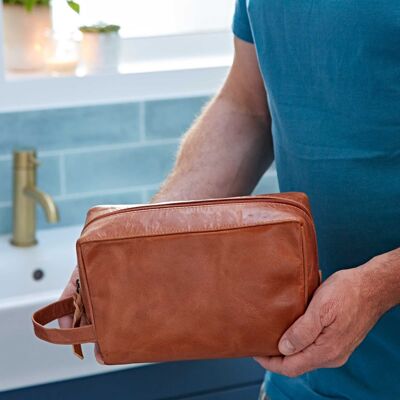 Brown Leather Wash Bag