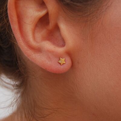 Gold 18K earrings with zirconia, set 2 pieces.