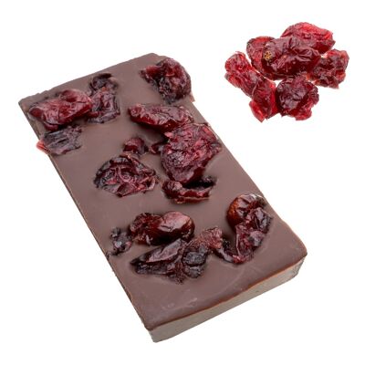 Raw Chocolate Bar with Dried Organic Sweetened Cranberries - 50% - Milk