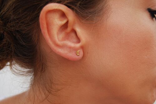Gold 18K earrings with moon design, set 2 pieces.