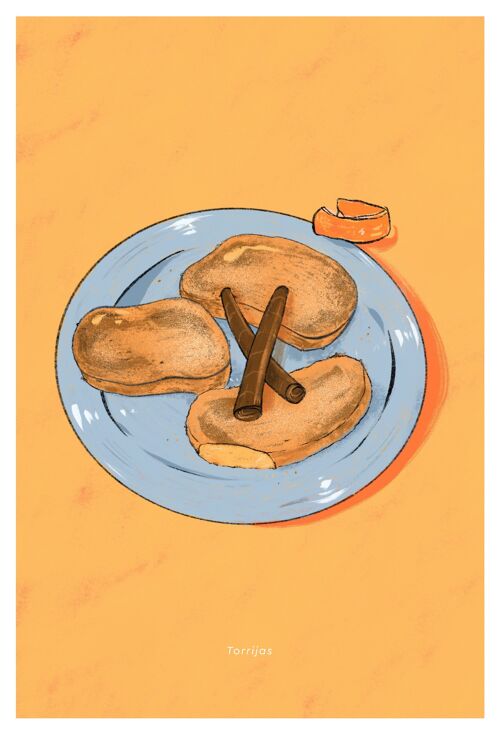 Postal Ilustración Tapas - Torrijas