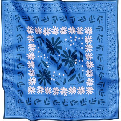 Foulard Soie Printemps Bleu