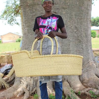 Baby Bassinet | African Basket | Moses Basket Black & Natural