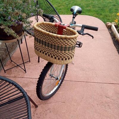 Large Bike Basket Natural Black Leather