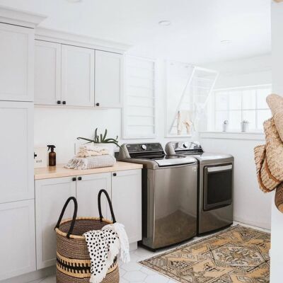 Large Laundry Basket Colourful Beige Leather