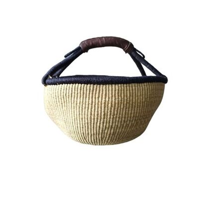 Medium Market Basket Natural Beige Leather