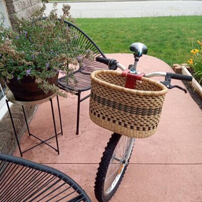 Small Bike Basket Natural Black Leather