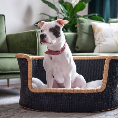 Small Dog Basket | Dog Bed | Black & Natural