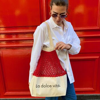 Buy wholesale Mesh bag La dolce vita XL Red