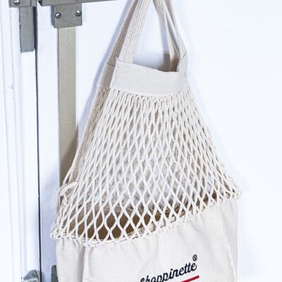 Sac filet Shoppinette brodé M naturel