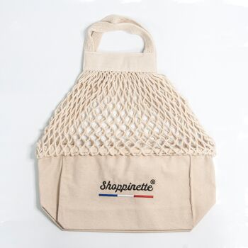 Sac filet Shoppinette brodé M naturel 4