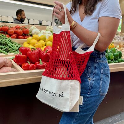 Sac filet Faire son marché M rouge