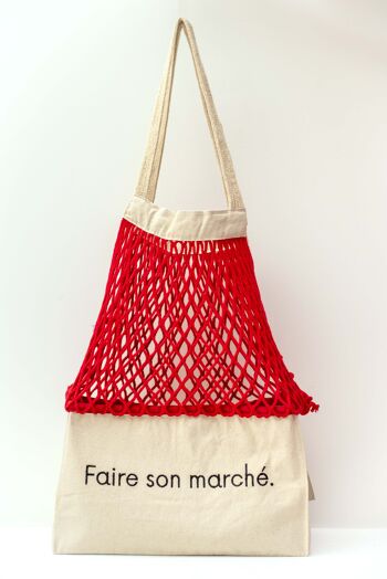 Sac filet Faire son marché XL rouge 1