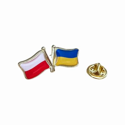Pin de bandera de ucrania cruzada con bandera de polonia