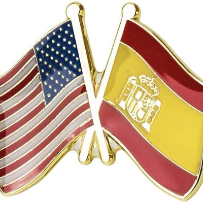 Pin de solapa bandera cruzada Estados unidos y España