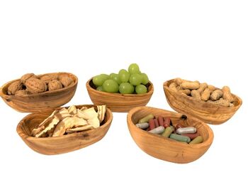 Bol en bois d'olivier pour tapas Nibbles aux formes naturelles Snack Dips Durable 3