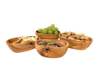 Bol en bois d'olivier pour tapas Nibbles aux formes naturelles Snack Dips Durable 4