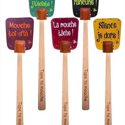 TTM kit 50 - fly swatter - leather - wood - Quality - Craftsmanship - humorous - durable - ecological - Elegant - Practical - Garden - Insects - Decoration