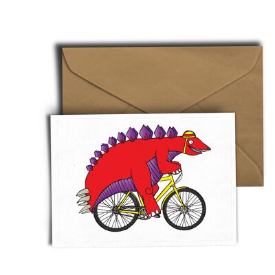 Stegosaurus Bike Ride Greeting Card