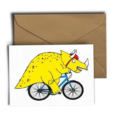 Triceratops Bike Ride Greeting Card