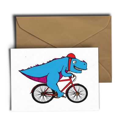 T-rex Bike Ride Greeting Card