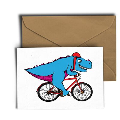 T-rex Bike Ride Greeting Card
