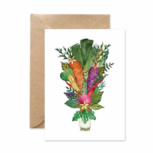 Klappkarte, Gemüsestrauß, bunt und gesund, A6 hoch, mit Umschlag, VE 6