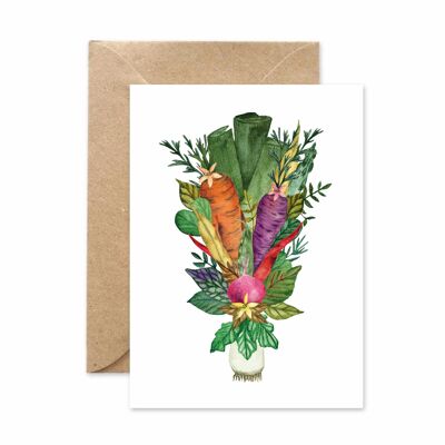 Folding card, bouquet of vegetables, colorful and healthy, A6 portrait, with envelope, VE 6