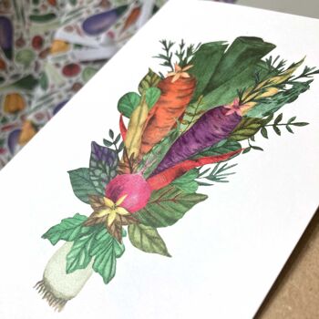 Carte dépliante, bouquet de légumes, coloré et sain, A6 portrait, avec enveloppe, VE 6 2