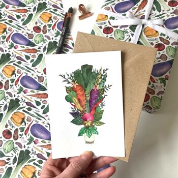 Carte dépliante, bouquet de légumes, coloré et sain, A6 portrait, avec enveloppe, VE 6 4