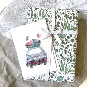 Carte pliante, voiture de mariage, vintage, A6 portrait, avec enveloppe, VE 6 4