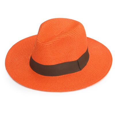 Orange Panama Folding Hat