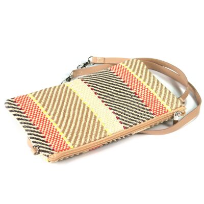 Woven Style Clutch Bag - Natural/Orange