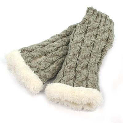 Cable Knit Gloves - Grey (Lined)