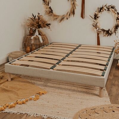 Lino kit bed base | Beige | 90x200