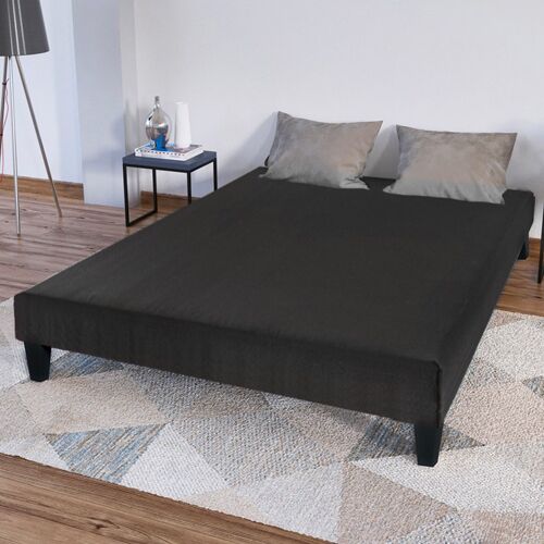 Sommier tapissier Constantine Gris 140x190 cm | Epaisseur 18 cm (pieds non inclus)