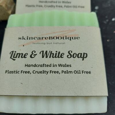 Lime white natural handmade soap vegan palm oil free